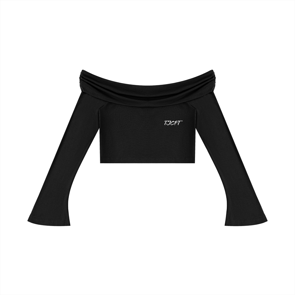 TJCFT Women's Off-the-Shoulder Bell Sleeve Crop T-Shirt