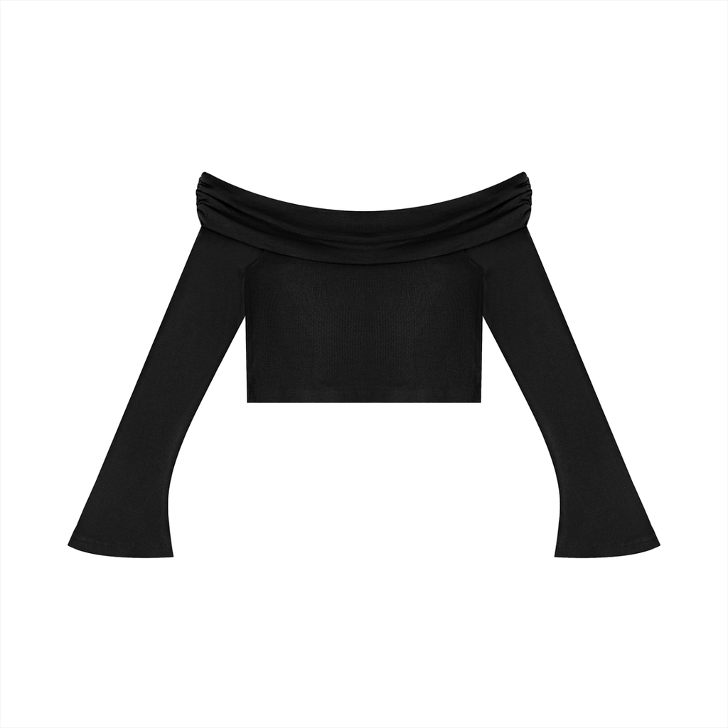 TJCFT Women's Off-the-Shoulder Bell Sleeve Crop T-Shirt